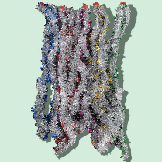 GUIRNALDA PLATEADO ESTRELLA 2M/6CM
