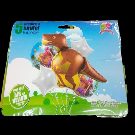 GLOBO METALICO 5PCS DINOSAURIO